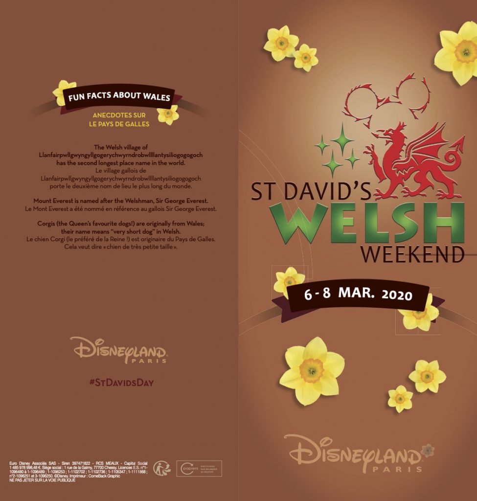 Disneyland Paris - Saint David's Welsh Week-end - Programme 2020