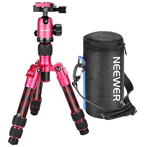 Neewer Minitrépied 50cm en Fibre de Carbone avec Sabot à 360°,Plaque Rapide Sac pour Appareil Photo DSLR Caméscope Charge Admissible de 5 kg T350C Rouge (B072VCTYKW)