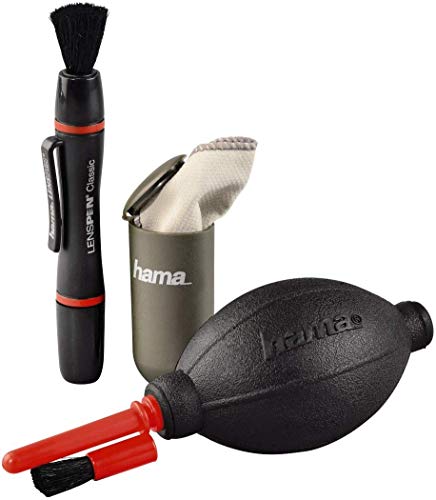 Hama Kit de nettoyage photo "Optic Dry Basic (avec stylo de nettoyage Lenspen, chiffon de nettoyage en microfibre, soufflerie avec embout brosse, 3 pièces) Noir/Rouge/Gris (B00FQARR6E)