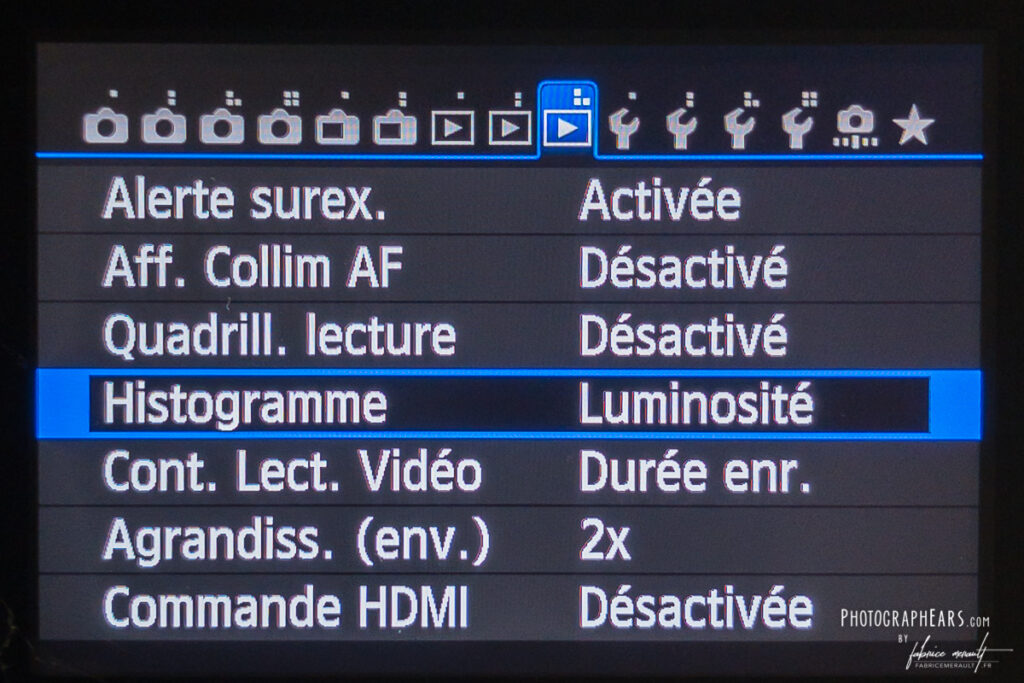 Apprendre la photo, les configurations indispensables - Afficher l'histogramme de luminosité